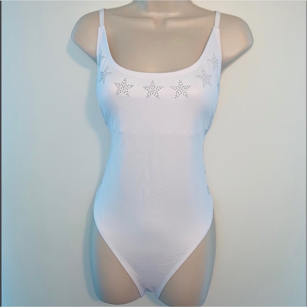 NEW Pink Victorias SECRET Size Large White Star Embellished Swimsuit